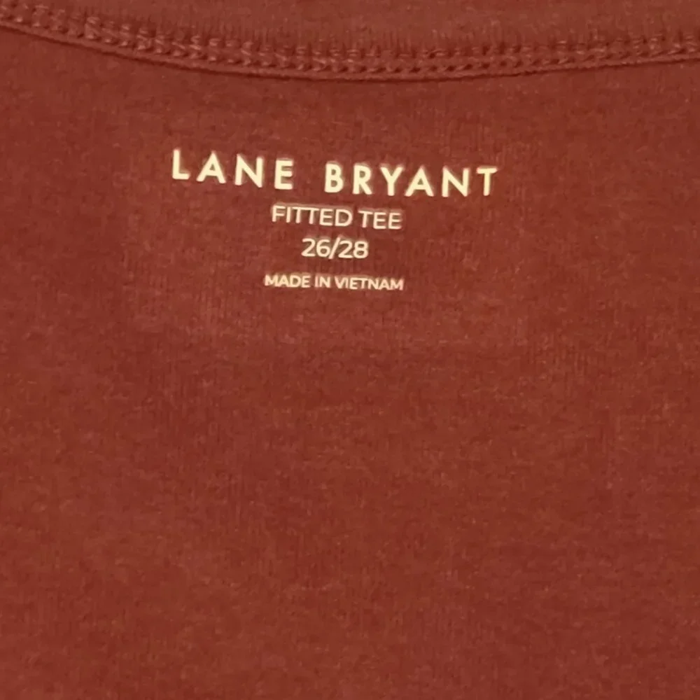 LANE BRYANT NWT Cotton Blend Wine/Burgundy Fitted Tee Plus Size 26/28 - Picture 5 of 11